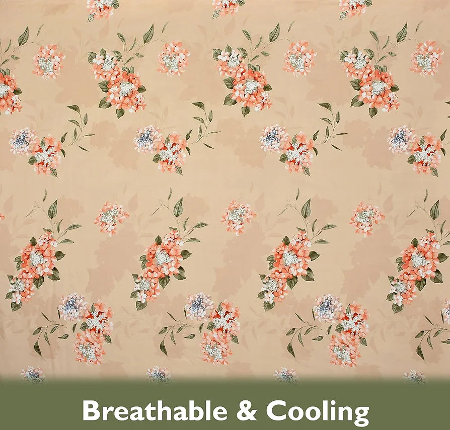 Fresh From Loom Hypoallergenic Floral Print King Size Bedsheet with 2 Pillow Covers - Microfiber, 240 TC 
