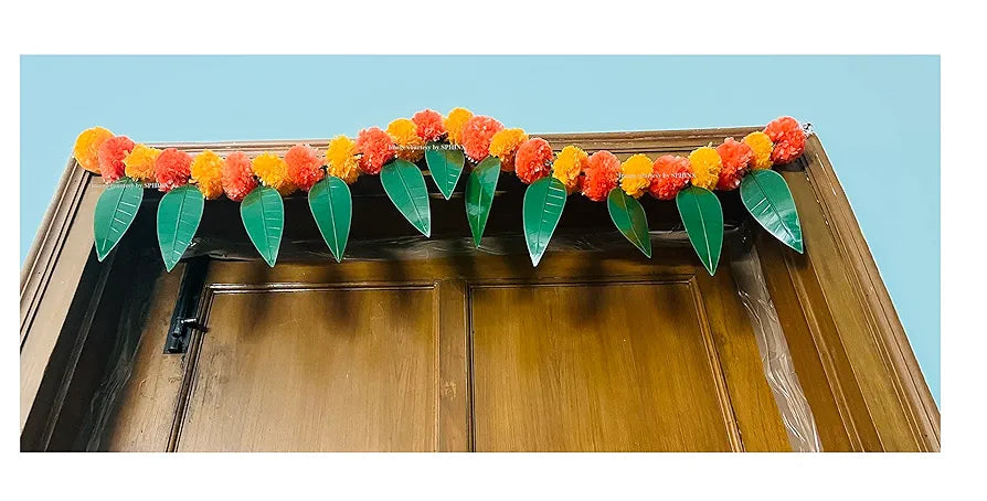 SPHINX Artificial Marigold &Mango Leaves Simple Door-Window toran/Door hangings/Festive Decorations - Approx.100 cms/40 Inches/3.33 Ft. - 