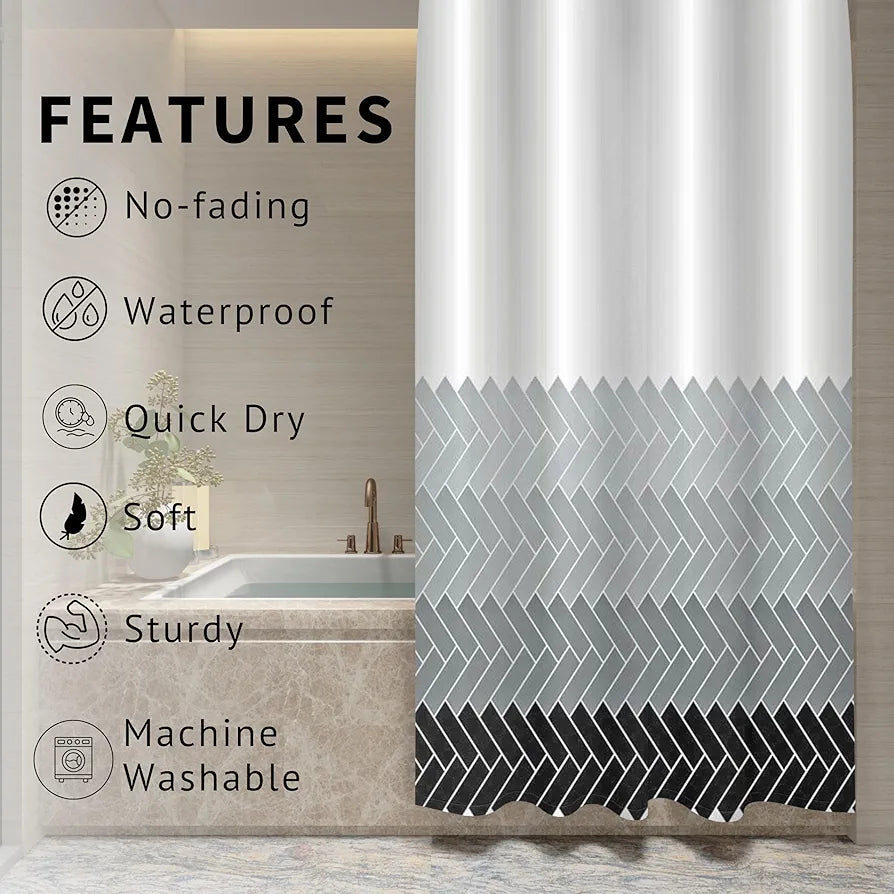 HOMETHREADS Embrace Luxury with Our 6-Feet Long Premium Polyester Shower Curtain with 12 Hooks for a Lavish Bathroom 