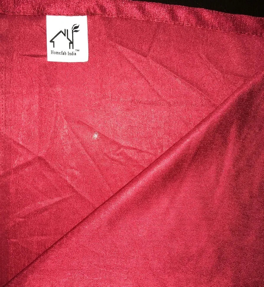 Homefab India Designer Lace Eyelet Polyester Curtains; Light Filtering, 5 x 4 feet Window Curtain, Maroon, Pack of 2 Pieces