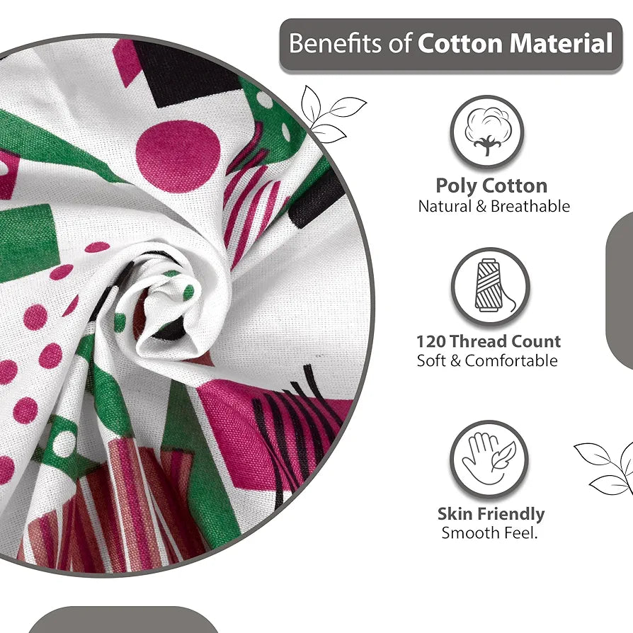 Divine Casa - 144 TC Super Soft Cotton Bedsheet for Double Bed  144 Thread Count - Abstract, Pink & White| 222 x 254 cm