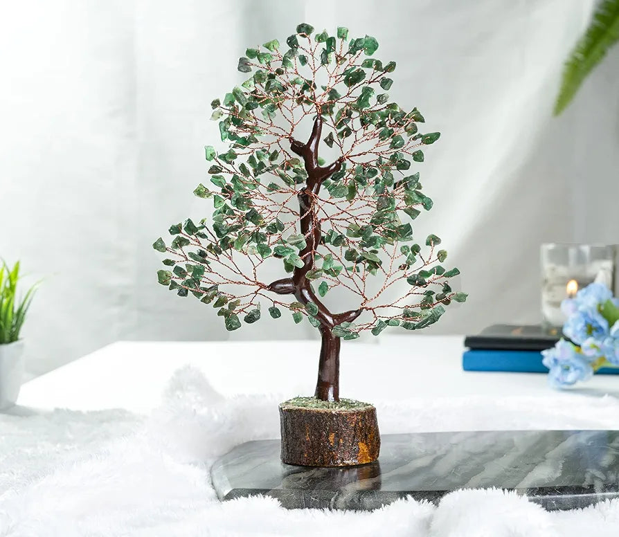 BEZAVO Green Aventurine Crystal Tree | Feng Shui Good Luck & Healing Tree for Home & Office | Positive Energy Tree for Living Room & Hall | Unique Gift for Men & Women – Birthday & Anniversary