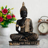 Ecraftindia Black Golden Resin Handcrafted Meditating Lord Buddha Idol for Home Decor