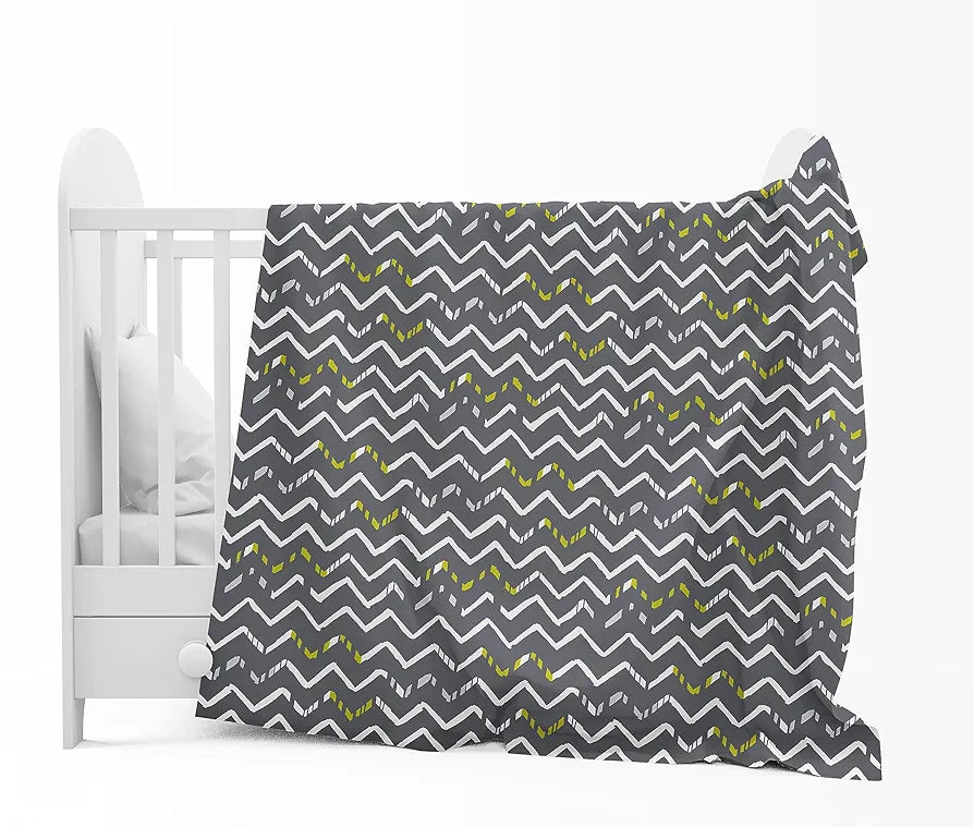 Divine Casa 120 GSM Microfiber Single Kids Dohar  | Soft & Lightweight Throw Blanket | Cozy & Breathable | All-Season Comfort | 140 x 100 CM | Zig-Zag Pattern | Slate
