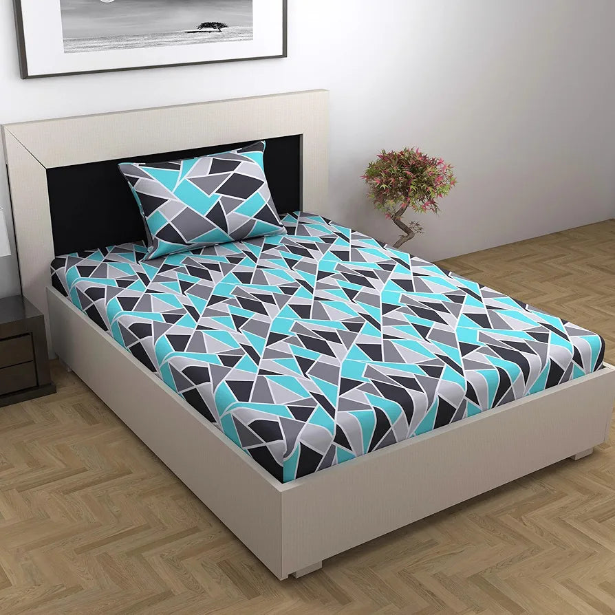 Divine Casa 144 TC 100% Cotton Bedsheet for Single Bed with 1 Pillow Cover 