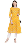 Janasya Women's Yellow Cotton Kurta - 2XL