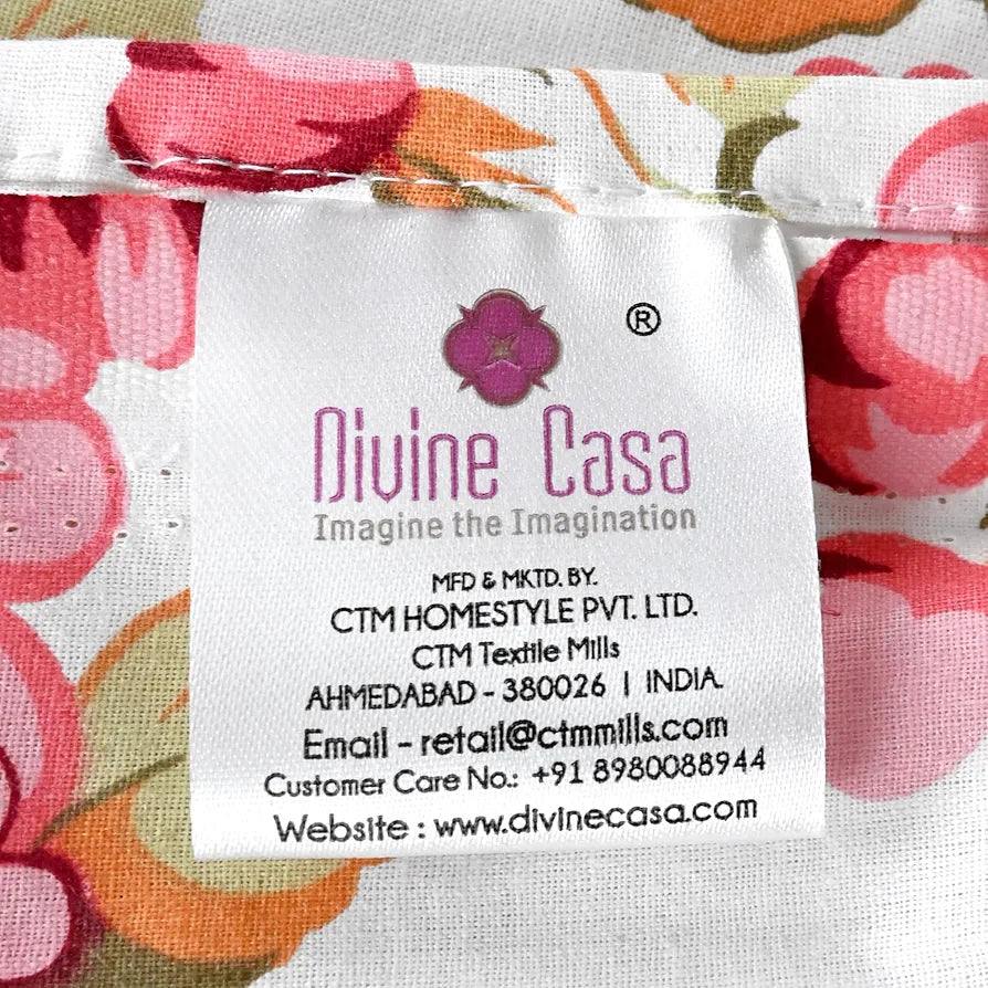Divine Casa 144 TC 100% Cotton Bedsheet for Single Bed with 1 Pillow Cover 