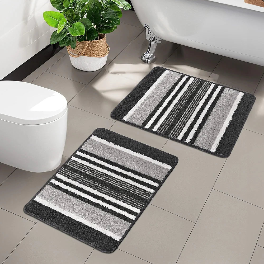Kuber Industries 16x24 Inch Anti-Skid Water-Absorbent Door Mats for Home | Durable Main Entrance Footmats for Bathroom, Living Room & Office | Micro Jupitar Lining - Dark Grey