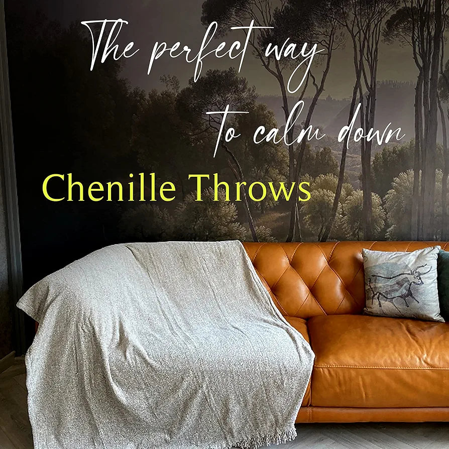 SASHAA WORLD Soft Chenille Throw | Throw Blanket for Sofa, Bed, Chair and Travel | Natural Throw Blanket | Pack of 1, 130 x 180 cm