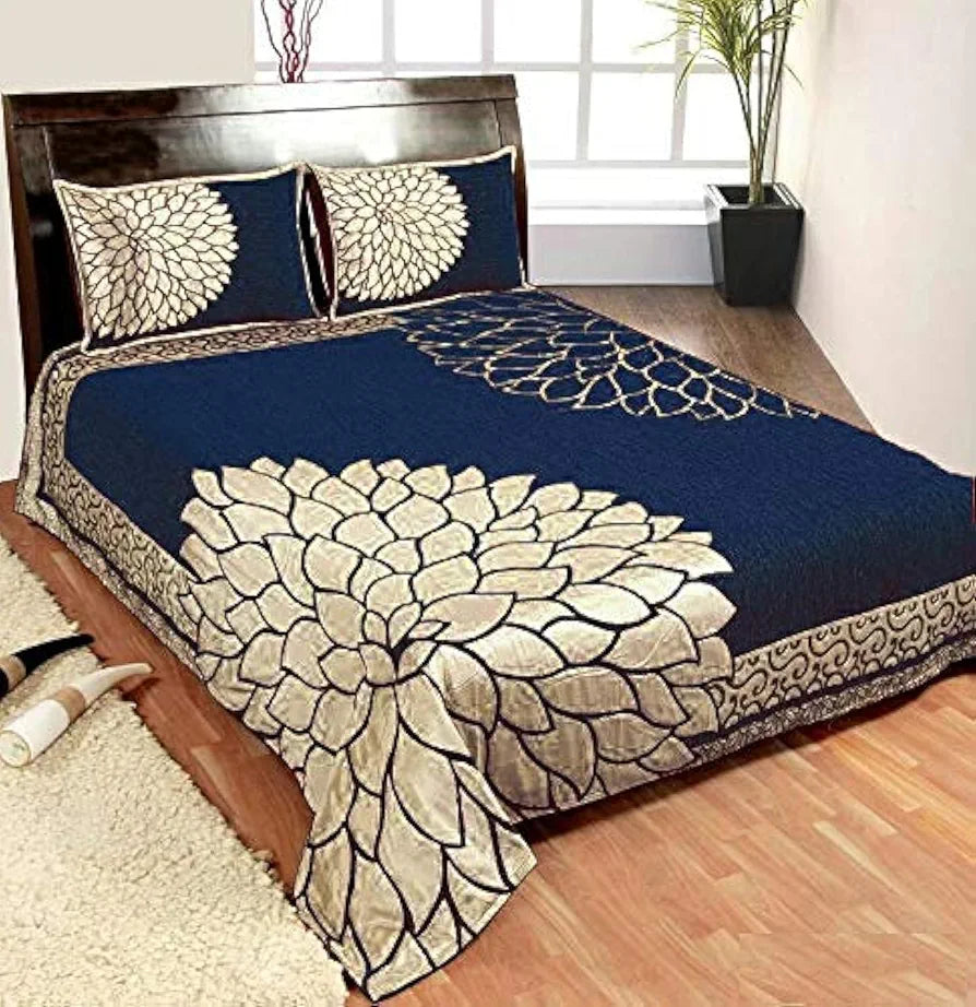 Fresh From Loom Chenille Velvet 500 TC Bedsheet , 1 Double Bed King Size Bedsheet with 2 Pillow Cover, Size - 90x100 Inch