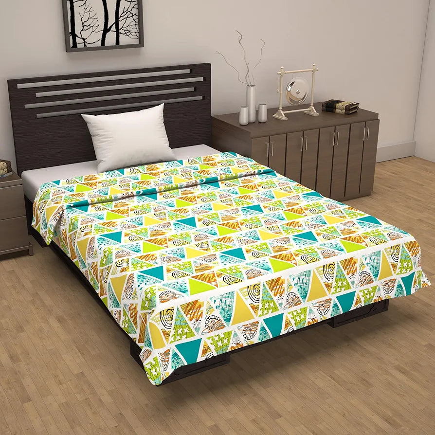 Divine Casa 100% Cotton Single Bed Dohar | Lightweight AC Blanket | Soft & Breathable Reversible Quilt | 140 x 210 CM, Lime Punch