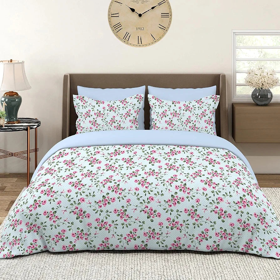 Layers Home Easy 100% Cotton Bedsheet Set for All Seasons - Lightweight, Moisture Absorbent, Machine Washable & Easy to Care - Gift for Housewarming & More - 144 TC - King Size 