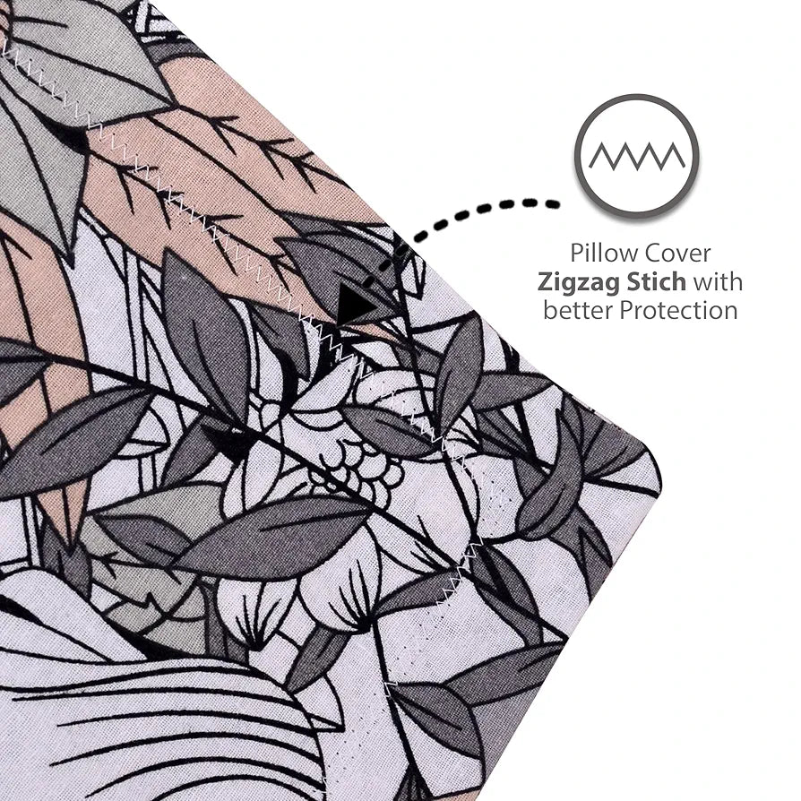 Divine Casa 144 TC Pure Cotton Single Bedsheet with 1 Pillow Cover | Skin-Friendly Fabric for Everyday Comfort | 223 X 145 CM | Floral Pattern | Blush Grey