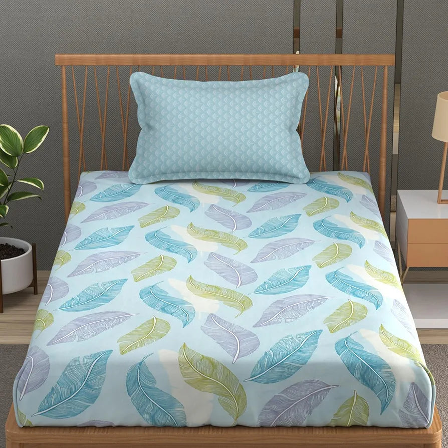 Fresh From Loom Microfiber Soft Cotton Single Size Bedsheet |200 TC Hypoallergenic Soft Bed Sheet with 1 Pillow Cover | Anti Fade Printed Bed Cover 