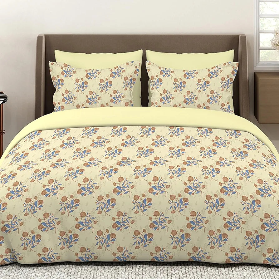 Layers Marigold 100% Cotton Bedsheet Set for All Seasons - Lightweight, Moisture Absorbent, Machine Washable & Easy to Care - Gift for Housewarming & More - 144 TC - King Size 