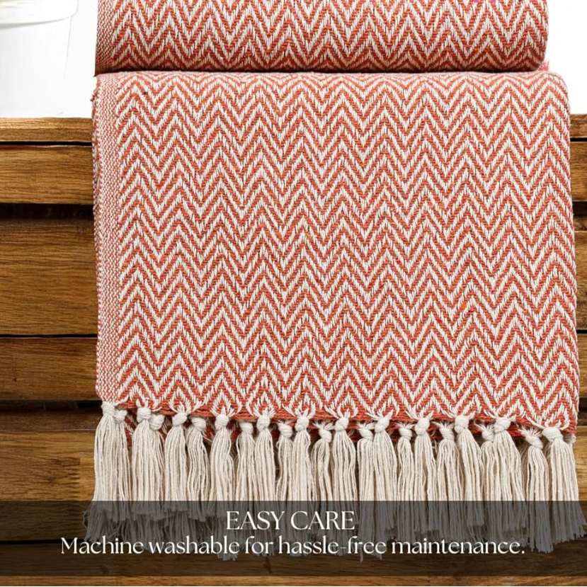 HOMADORN All Season Cotton Weaved Throw Blanket for Bed/Sofa 50x70 INCHES 
