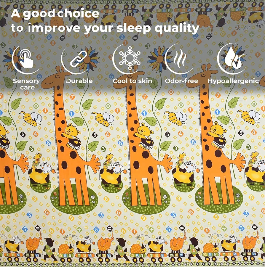 FRESH FROM LOOM Glace Cotton Wrinkle Free Soft Hypoallergenic Bed Sheet | Cartoon Printed | Double Bed King Size Kids Bedsheet , Yellow,144 TC