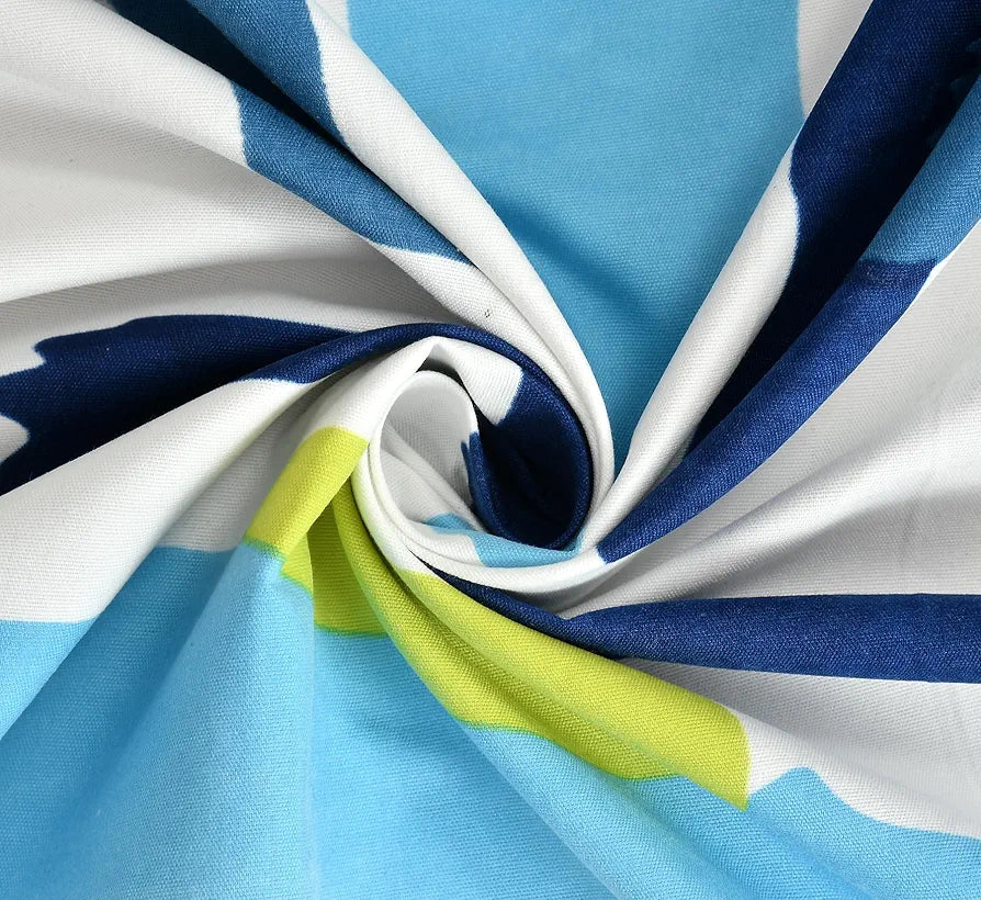 Homefab India 180 TC Microfiber Single BedSheet with 1 Pillow Cover - Blue, White