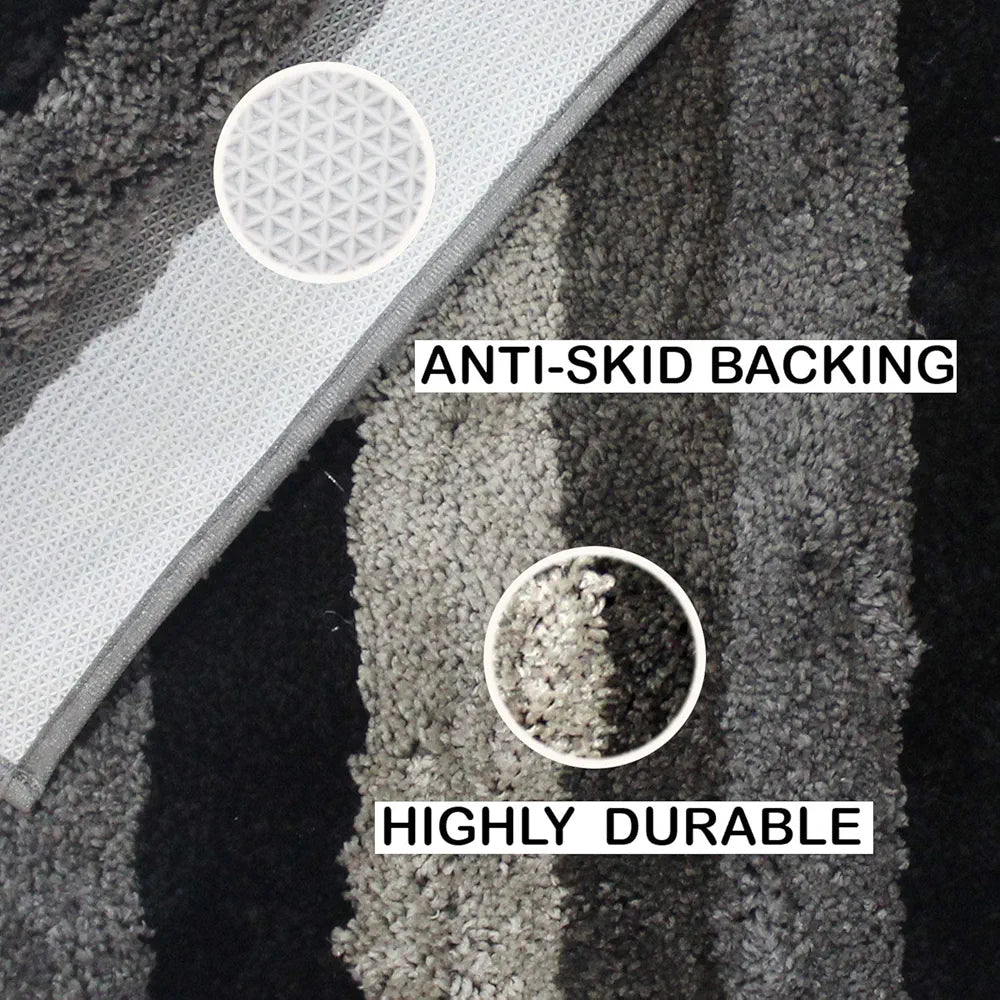Luxe Home Jericho Runner 2500 Gsm Super Soft Microfiber, Anti-Skid Badroom or Kitchen Mats for Floor, Water-Absorbent, Quick Dry, Washable Runner for Home - Shadow, 2x5 Feet, Pack of 1