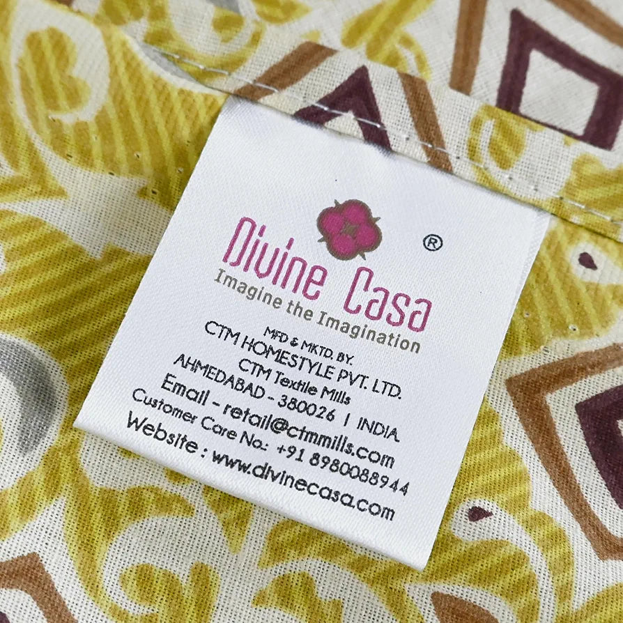Divine Casa 144 TC Pure Cotton Single Size Bedsheet with 1 Pillow Cover | Soft, Durable & Skin-Friendly Fabric for All-Season Comfort | Size 223 x 145 CM | Geometric Diamond Print | Golden Lime Grey