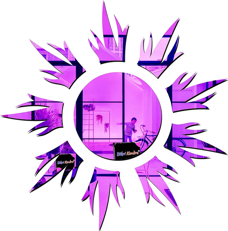 Bikri Kendra - Sun Purple  Mirror Stickers for Wall, Acrylic Mirror Wall Decor Sticker, Wall Mirror Stickers, Acrylic Stickers, Self Adhesive Sticker Wall Stickers for Hall Room, Bedroom.
