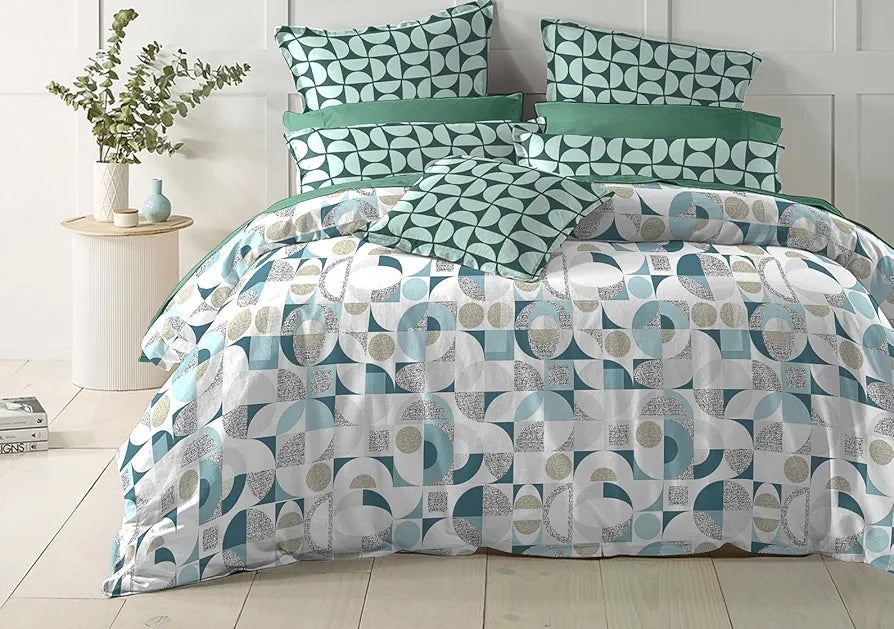 THE HOME STYLE Cotton Elastic Fitted All Around Printed King Size Double Bed Bedsheet wih 2 Pillow Cover 