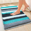 Roseate Luxury Soft Microfibre Striped Bath Mat Bedroom Kitchen Door Mat Floor Mat Peacock Colour