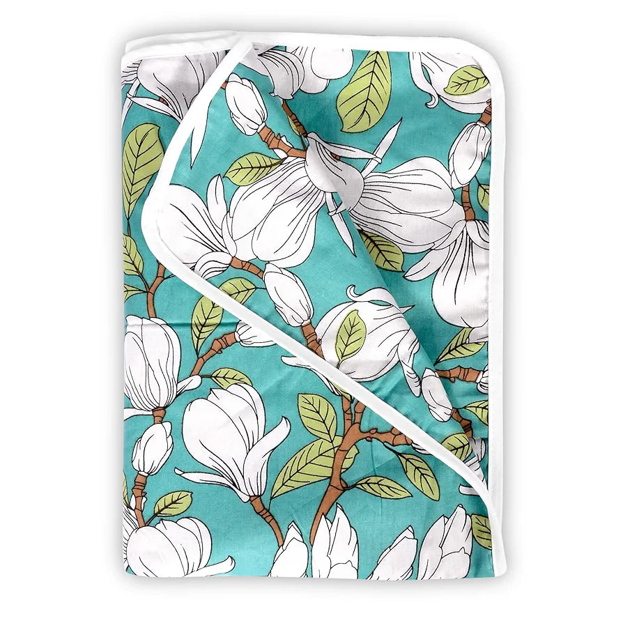 Divine Casa Floret 100% Cotton Single Kids Dohar | 120 GSM | Soft & Lightweight Throw Blanket | Cozy & Breathable Bedding | All-Season Comfort | 140 x 100 CM, Meadow Green