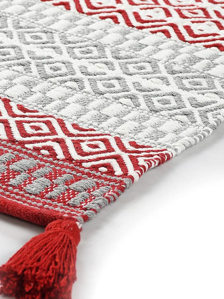 SASHAA WORLD Handwoven Cotton Rug, Rug for Bedroom, Kitchen, Living Room, Doorway, Multipurpose Rug