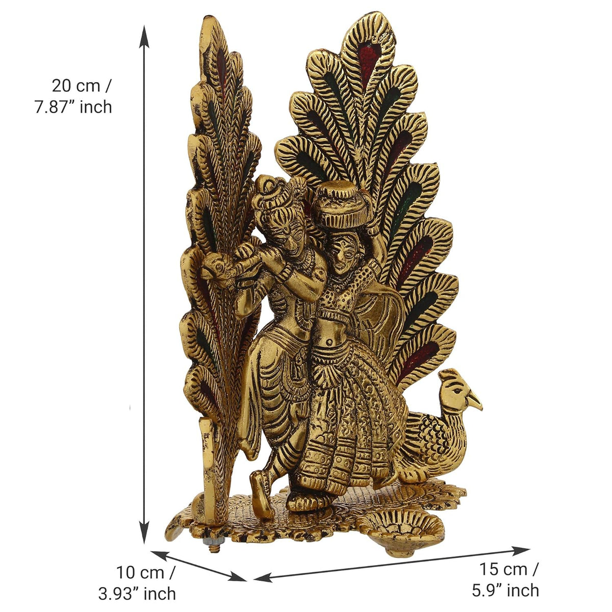 Aakrati Radha Krishna Statue Made in Brass - Hindu God Religious Fig