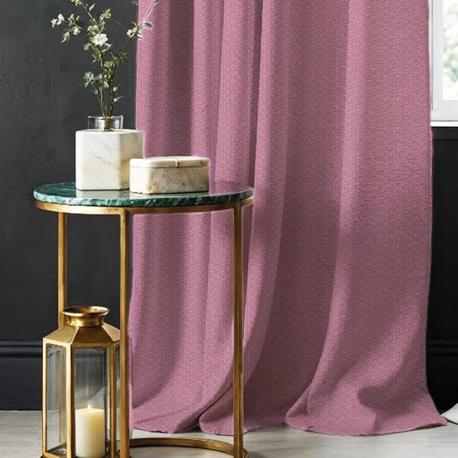 Urban Space Blackout Curtains for Door 7 Feet Long Set of 2, Embossed Herringbone Design, 100% Light Blocking Blackout Curtain for Living Room, Curtains with Eyelets and Tieback 