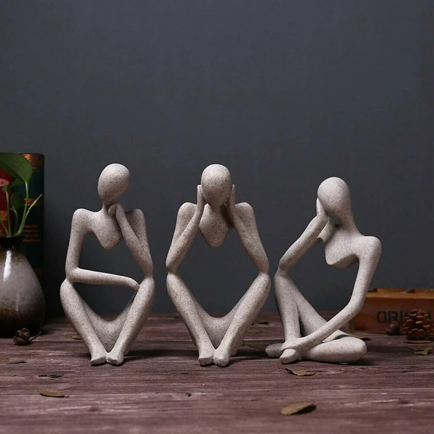 Mariner's Creation Premium Home Decor showpiece- Set of Three Modern Art Thinker showpiece for Living Room | Home Decor Items | House Warming Gift 9x6x12.5cm