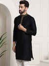 Sojanya Men Black Embroidered Straight Kurta