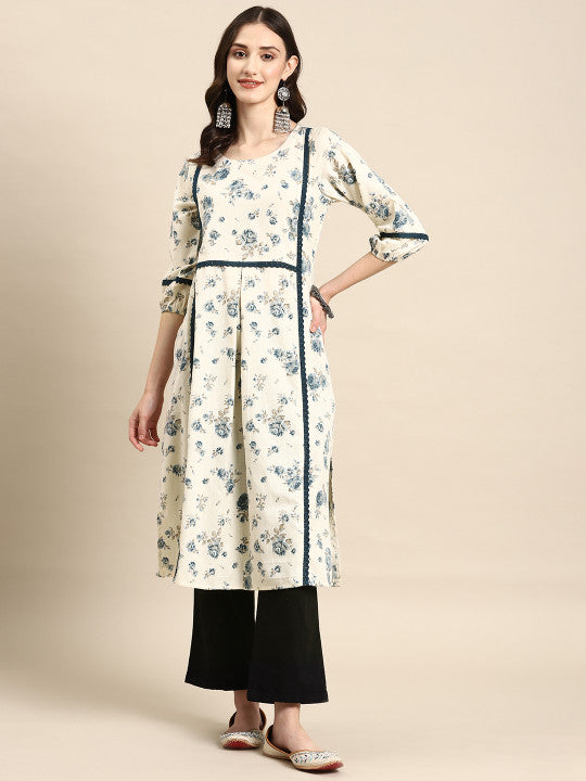 anayna Women Floral Printed Cotton Kurta