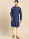 Amodh by Kisah Men Navy Blue Kurta (Set of 2)