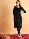 Shae by Sassafras Embroidered V-Neck Zari Velvet Kurta