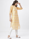 Vishudh Women Yellow & Off White Striped Pathani Kurta