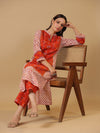 Anayna Floral Printed Mandarin Collar Straight Pure Cotton Kurta With Trousers