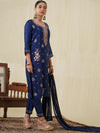 House of Pataudi Ethnic Motifs Printed Straight Kurta With Trouser & Dupatta