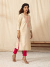 Likha Beige Art Silk Embroidered Kurta