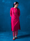 Likha Fuchsia Art Silk Embroidered Kurta LIKKUR178 - M