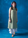 Likha Olive Green Rayon Flex Kurta