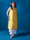 Likha Yellow Rayon Flex Kurta - M