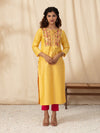 Likha Yellow Art Silk Floral Embroidered Kurta LIKKUR80