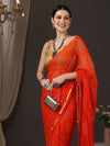 Anouk Floral Embellished Zari Pure Chiffon Saree