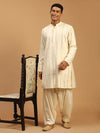 Vastramay Men Cream-Coloured Mirror Work Kurta