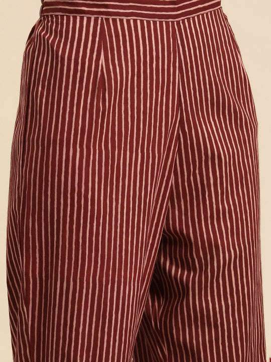 anayna Women Ethnic Motifs Printed Regular Pure Cotton Kurta with Trousers & With Dupatta