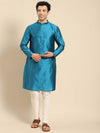 Amodh by Kisah Men Teal Kurta (Set of 2)