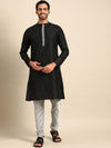 Amodh by Kisah Men Black Kurta (Set of 2)