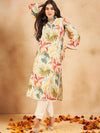 House of Pataudi Floral Printed V-Neck Kurta